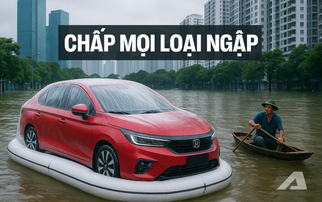 Cảnh ngập lụt đường phố Hà Nội
