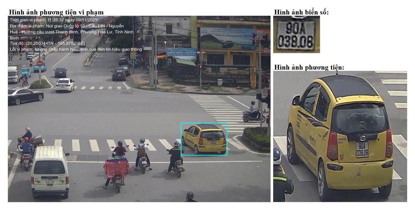 Phương tiện vi phạm vượt đèn đỏ tại Ninh Bình