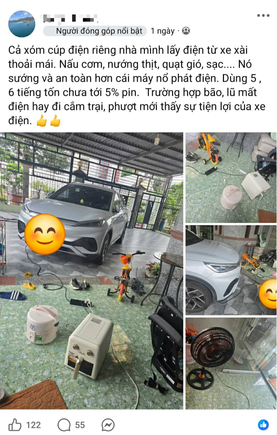 Sử dụng nguồn điện từ xe cho đồ gia dụng khi mất điện