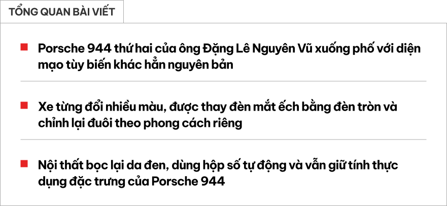 Porsche 944 thứ hai của ông Đặng Lê Nguyên Vũ xuống phố: Có chi tiết hiếm thấy, diện mạo lạ khác hẳn nguyên bản- Ảnh 1. Porsche 944 thứ hai của ông Đặng Lê Nguyên Vũ xuống phố