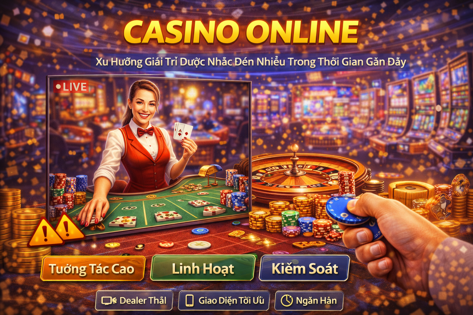 Màn hình casino trực tuyến sôi động